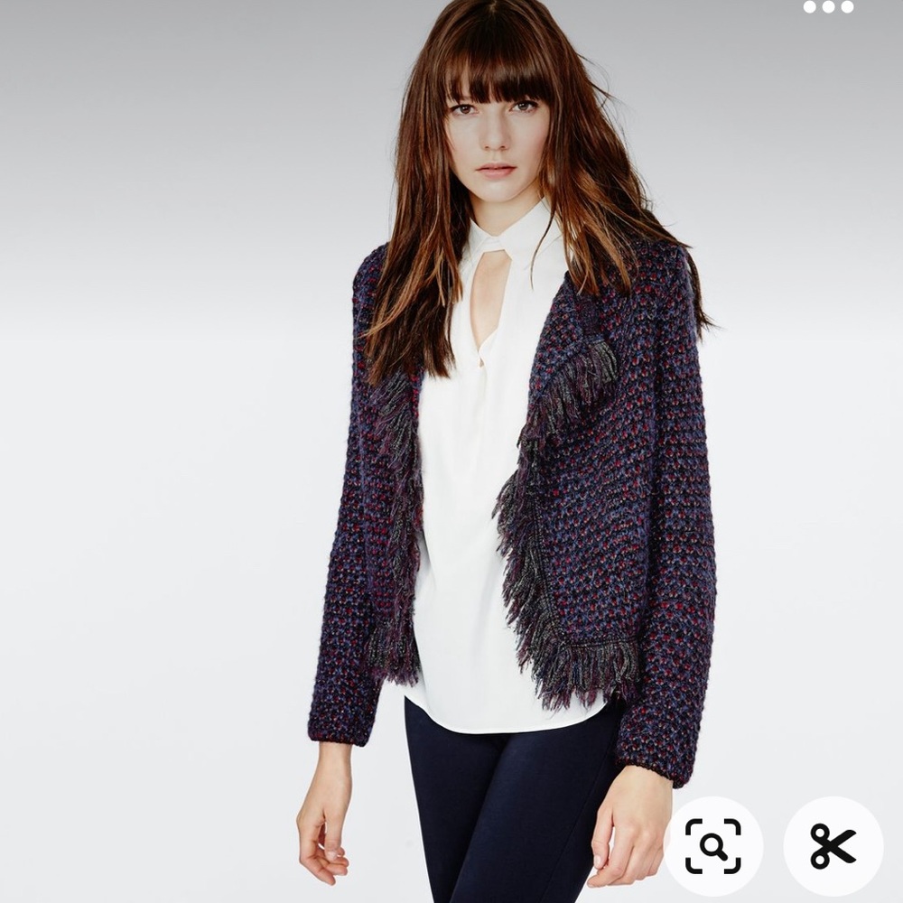 Maje Fringe Knit Blazer